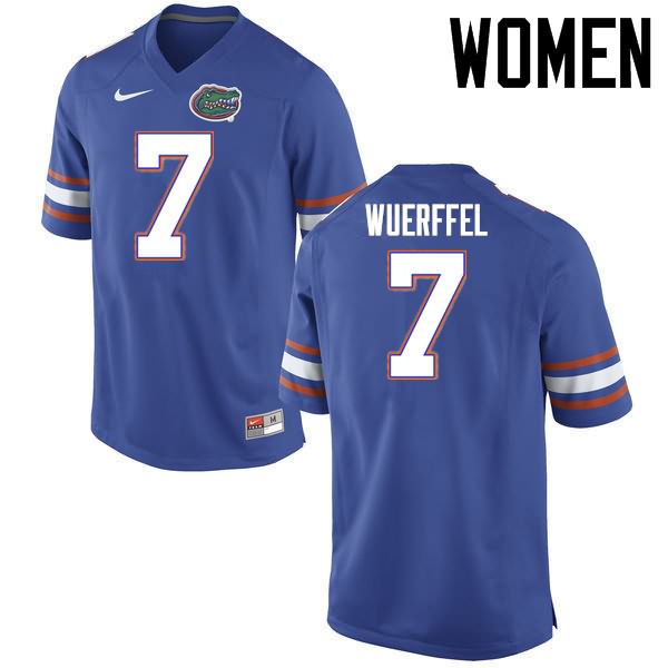 NCAA Florida Gators Danny Wuerffel Women's #7 Nike Blue Stitched Authentic College Football Jersey BTQ7364EC